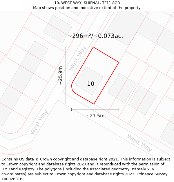 10, WEST WAY, SHIFNAL, TF11 8GR: Plot and title map