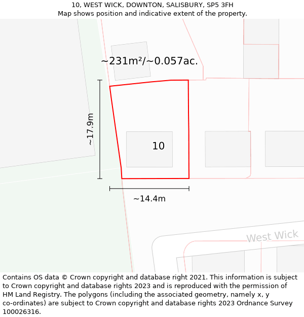 10, WEST WICK, DOWNTON, SALISBURY, SP5 3FH: Plot and title map