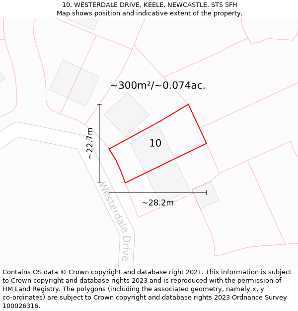 10, WESTERDALE DRIVE, KEELE, NEWCASTLE, ST5 5FH: Plot and title map