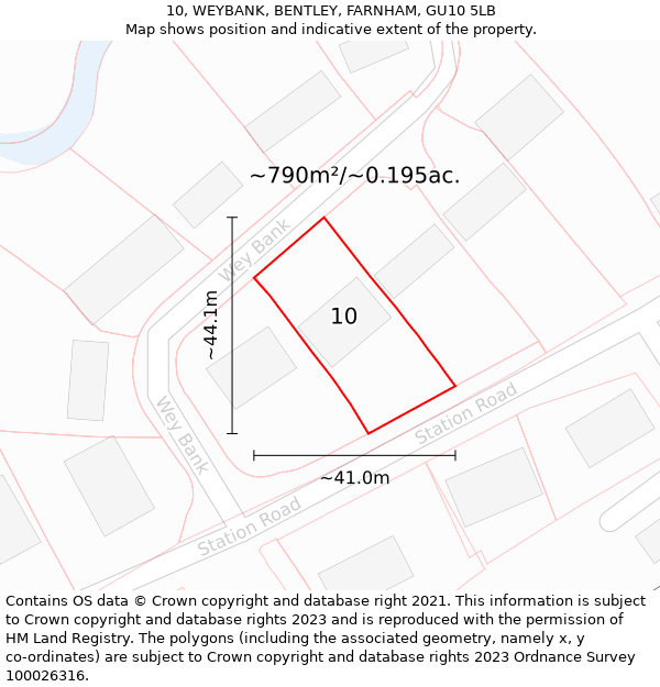 10, WEYBANK, BENTLEY, FARNHAM, GU10 5LB: Plot and title map