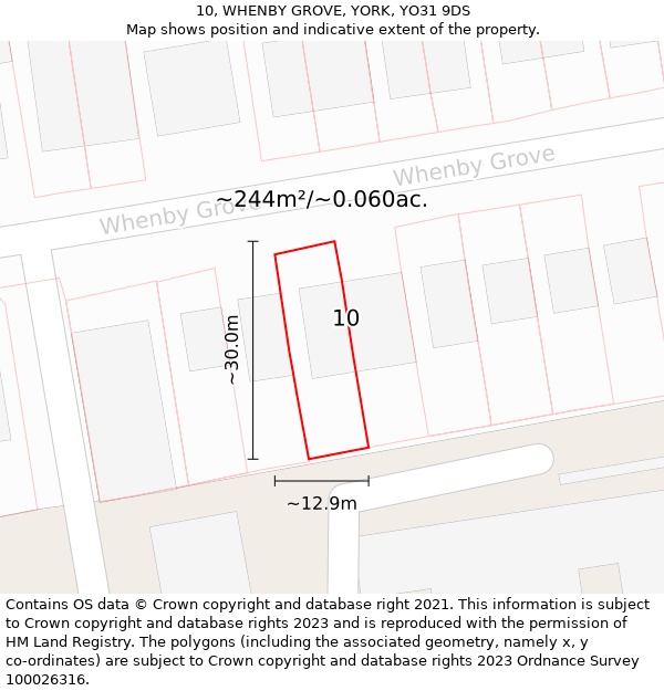 10, WHENBY GROVE, YORK, YO31 9DS: Plot and title map