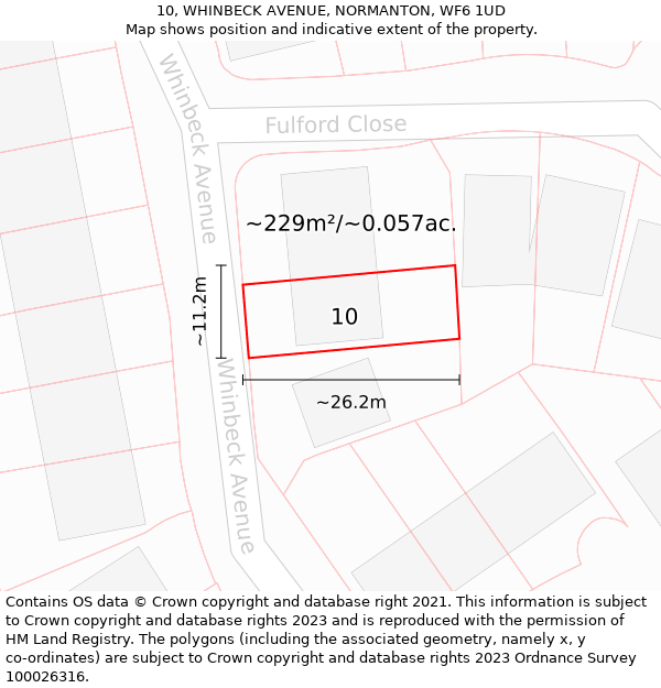 10, WHINBECK AVENUE, NORMANTON, WF6 1UD: Plot and title map