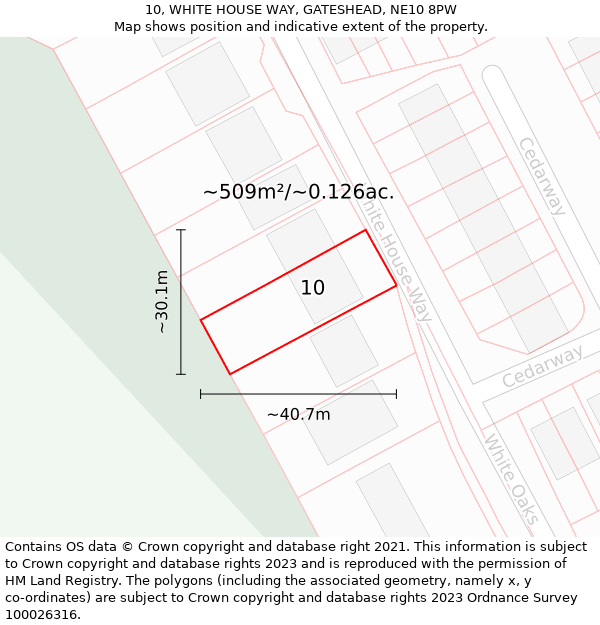 10, WHITE HOUSE WAY, GATESHEAD, NE10 8PW: Plot and title map