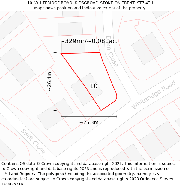 10, WHITERIDGE ROAD, KIDSGROVE, STOKE-ON-TRENT, ST7 4TH: Plot and title map