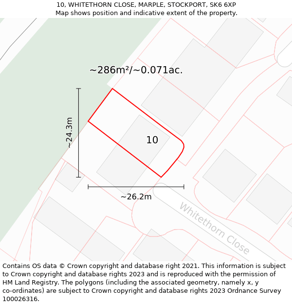 10, WHITETHORN CLOSE, MARPLE, STOCKPORT, SK6 6XP: Plot and title map
