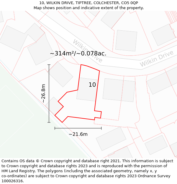 10, WILKIN DRIVE, TIPTREE, COLCHESTER, CO5 0QP: Plot and title map