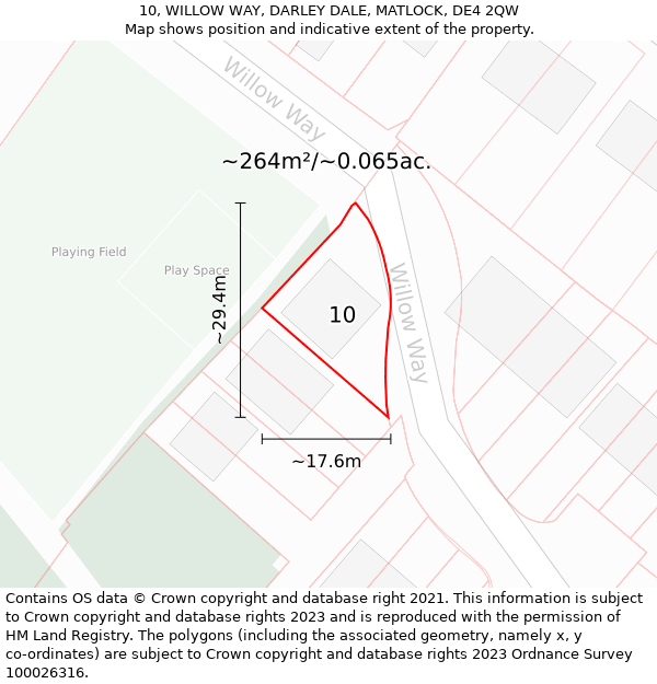 10, WILLOW WAY, DARLEY DALE, MATLOCK, DE4 2QW: Plot and title map