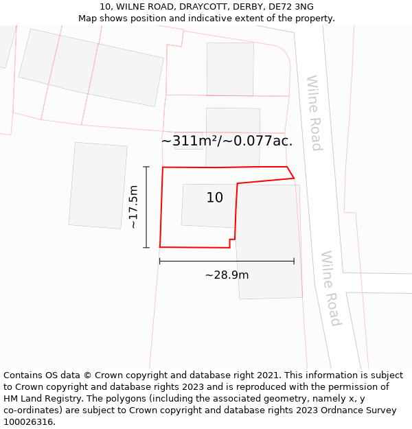 10, WILNE ROAD, DRAYCOTT, DERBY, DE72 3NG: Plot and title map