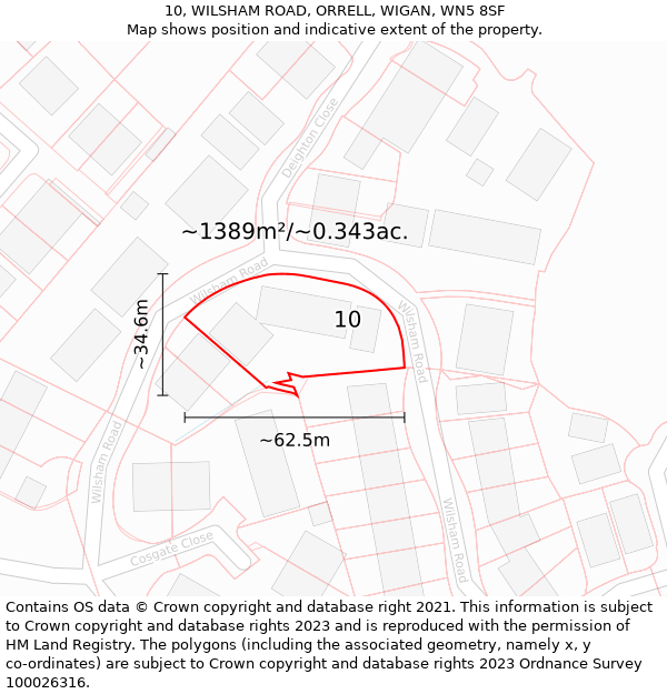 10, WILSHAM ROAD, ORRELL, WIGAN, WN5 8SF: Plot and title map