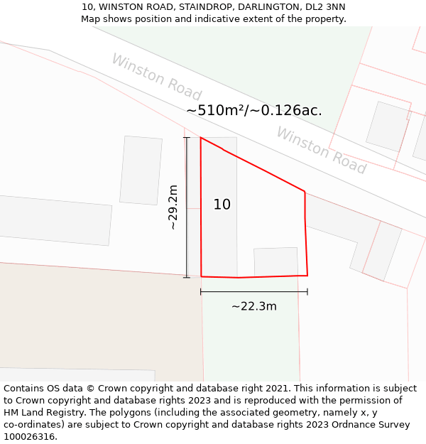 10, WINSTON ROAD, STAINDROP, DARLINGTON, DL2 3NN: Plot and title map