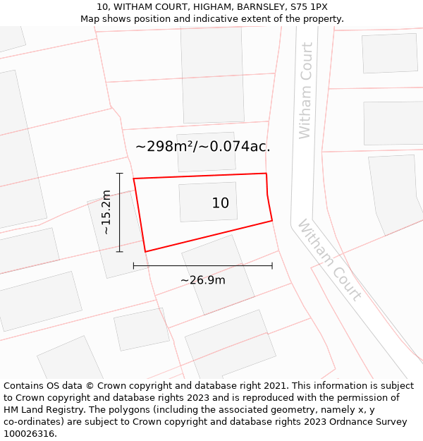 10, WITHAM COURT, HIGHAM, BARNSLEY, S75 1PX: Plot and title map