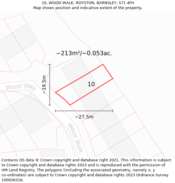 10, WOOD WALK, ROYSTON, BARNSLEY, S71 4FH: Plot and title map