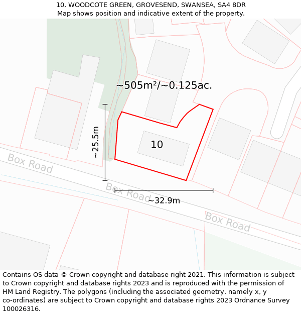 10, WOODCOTE GREEN, GROVESEND, SWANSEA, SA4 8DR: Plot and title map