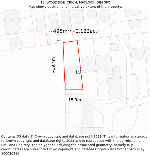 10, WOODSIDE, CRICH, MATLOCK, DE4 5FX: Plot and title map