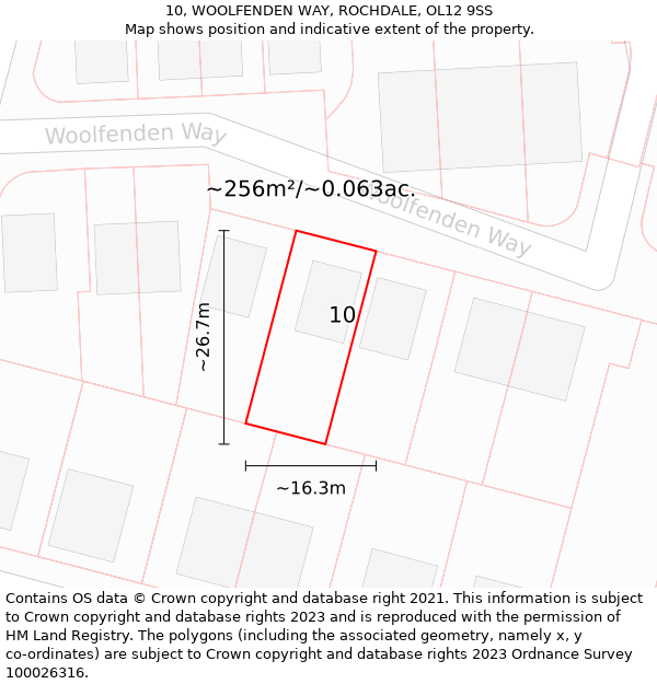 10, WOOLFENDEN WAY, ROCHDALE, OL12 9SS: Plot and title map