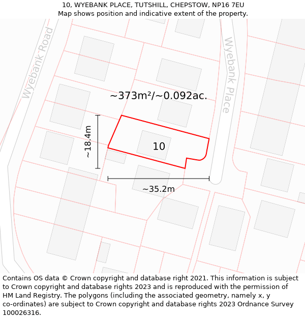 10, WYEBANK PLACE, TUTSHILL, CHEPSTOW, NP16 7EU: Plot and title map