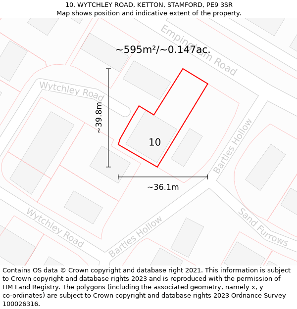 10, WYTCHLEY ROAD, KETTON, STAMFORD, PE9 3SR: Plot and title map