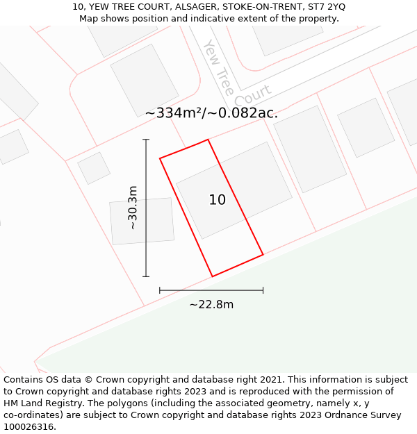 10, YEW TREE COURT, ALSAGER, STOKE-ON-TRENT, ST7 2YQ: Plot and title map