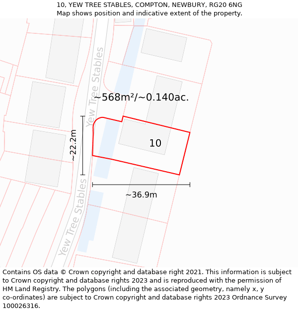 10, YEW TREE STABLES, COMPTON, NEWBURY, RG20 6NG: Plot and title map