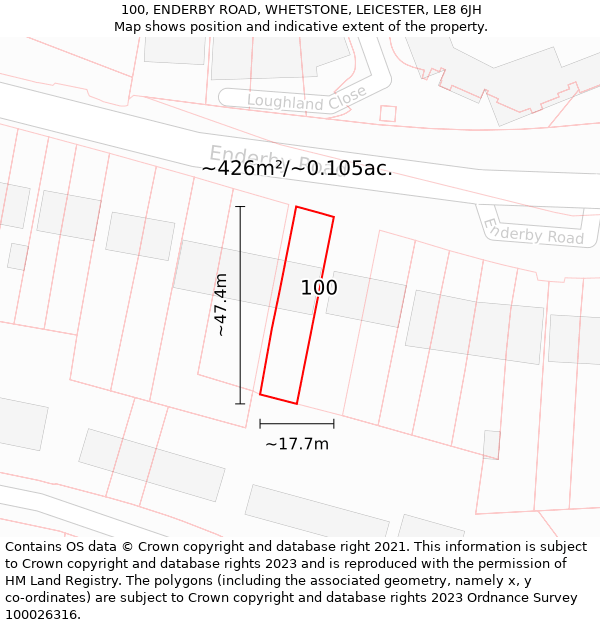 100, ENDERBY ROAD, WHETSTONE, LEICESTER, LE8 6JH: Plot and title map