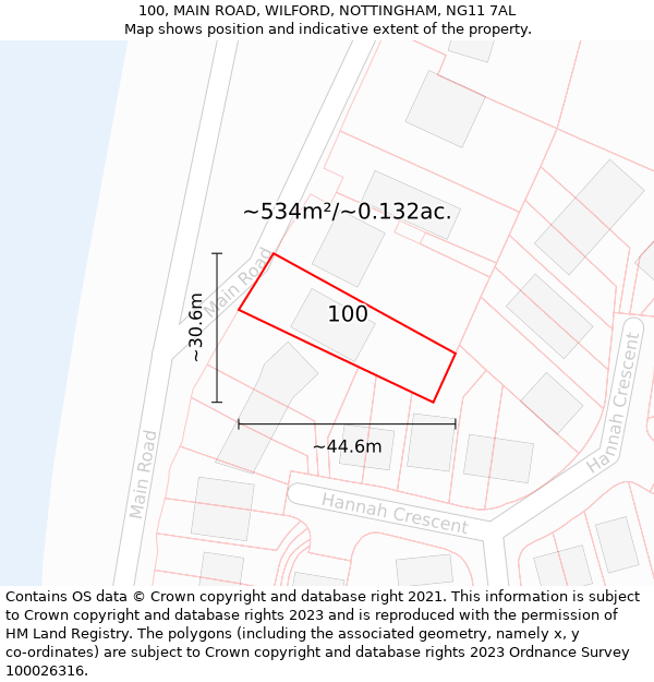 100, MAIN ROAD, WILFORD, NOTTINGHAM, NG11 7AL: Plot and title map