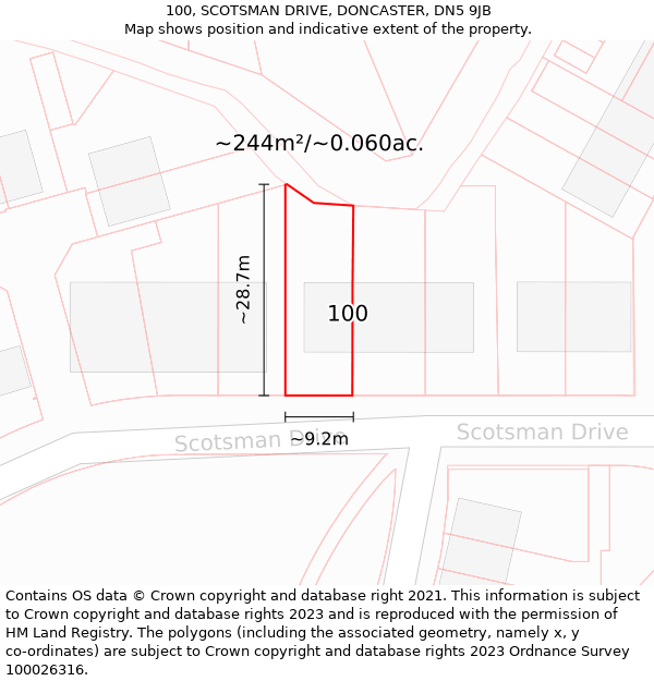 100, SCOTSMAN DRIVE, DONCASTER, DN5 9JB: Plot and title map