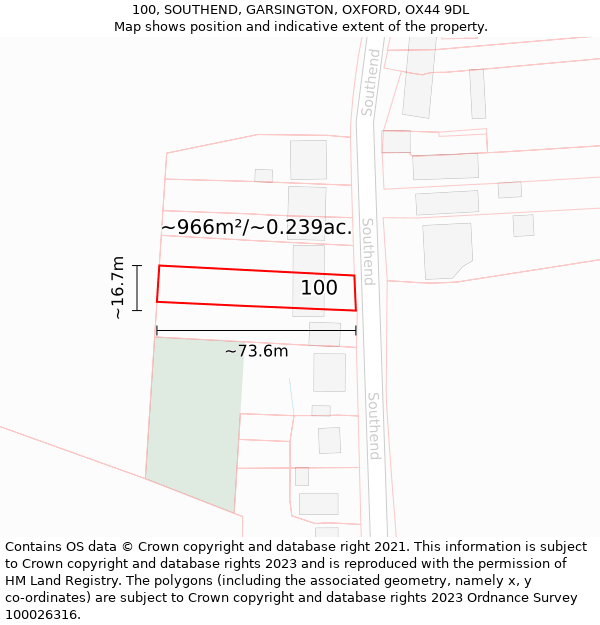 100, SOUTHEND, GARSINGTON, OXFORD, OX44 9DL: Plot and title map