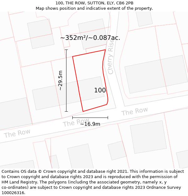 100, THE ROW, SUTTON, ELY, CB6 2PB: Plot and title map