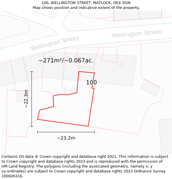 100, WELLINGTON STREET, MATLOCK, DE4 3GW: Plot and title map