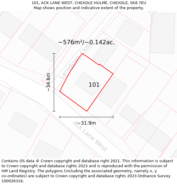 101, ACK LANE WEST, CHEADLE HULME, CHEADLE, SK8 7EU: Plot and title map