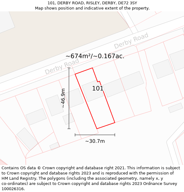 101, DERBY ROAD, RISLEY, DERBY, DE72 3SY: Plot and title map