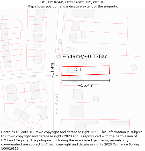 101, ELY ROAD, LITTLEPORT, ELY, CB6 1HJ: Plot and title map