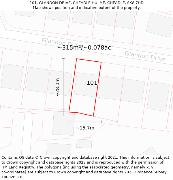 101, GLANDON DRIVE, CHEADLE HULME, CHEADLE, SK8 7HD: Plot and title map