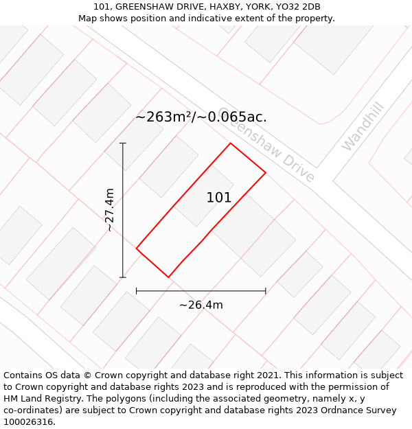 101, GREENSHAW DRIVE, HAXBY, YORK, YO32 2DB: Plot and title map