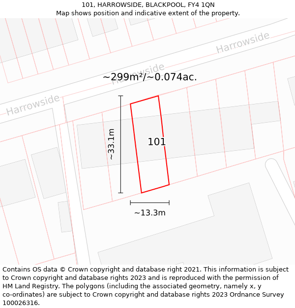 101, HARROWSIDE, BLACKPOOL, FY4 1QN: Plot and title map