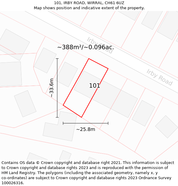 101, IRBY ROAD, WIRRAL, CH61 6UZ: Plot and title map