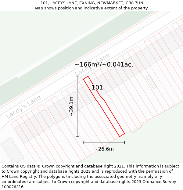 101, LACEYS LANE, EXNING, NEWMARKET, CB8 7HN: Plot and title map