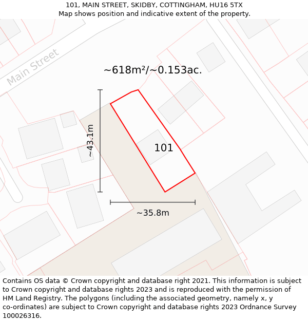 101, MAIN STREET, SKIDBY, COTTINGHAM, HU16 5TX: Plot and title map