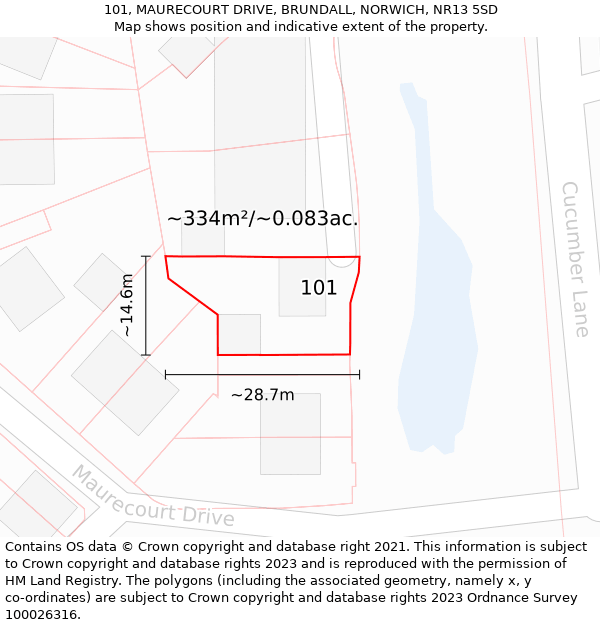 101, MAURECOURT DRIVE, BRUNDALL, NORWICH, NR13 5SD: Plot and title map