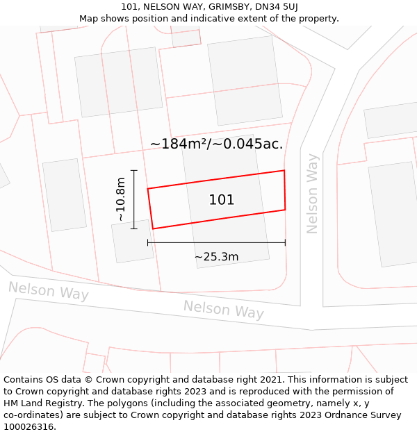 101, NELSON WAY, GRIMSBY, DN34 5UJ: Plot and title map