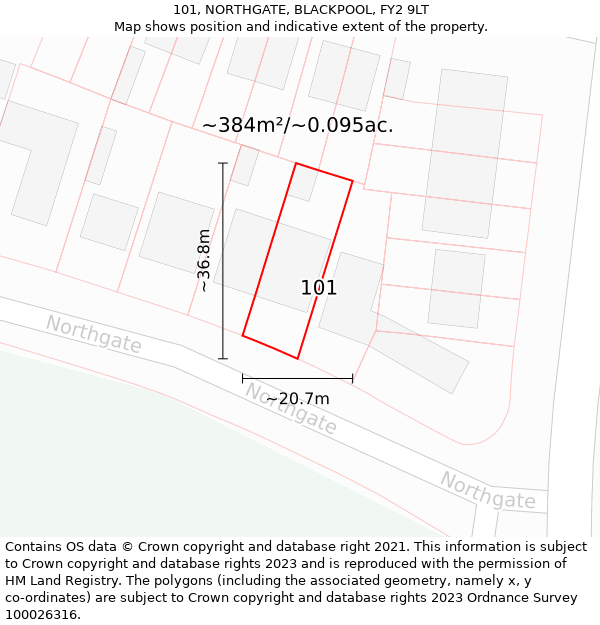 101, NORTHGATE, BLACKPOOL, FY2 9LT: Plot and title map