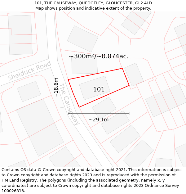 101, THE CAUSEWAY, QUEDGELEY, GLOUCESTER, GL2 4LD: Plot and title map