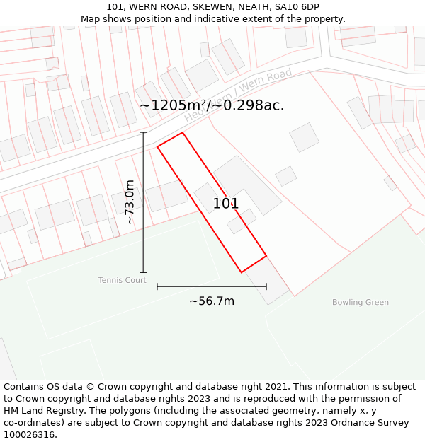 101, WERN ROAD, SKEWEN, NEATH, SA10 6DP: Plot and title map