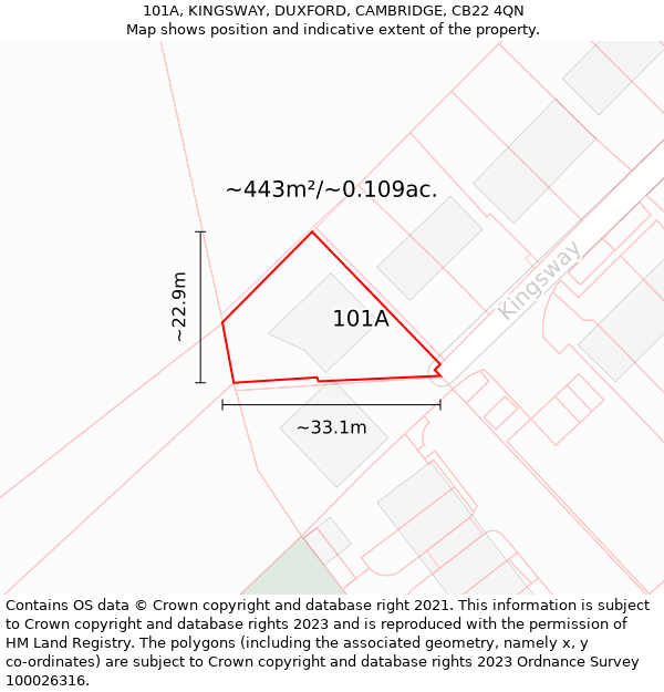 101A, KINGSWAY, DUXFORD, CAMBRIDGE, CB22 4QN: Plot and title map