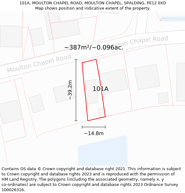 101A, MOULTON CHAPEL ROAD, MOULTON CHAPEL, SPALDING, PE12 0XD: Plot and title map