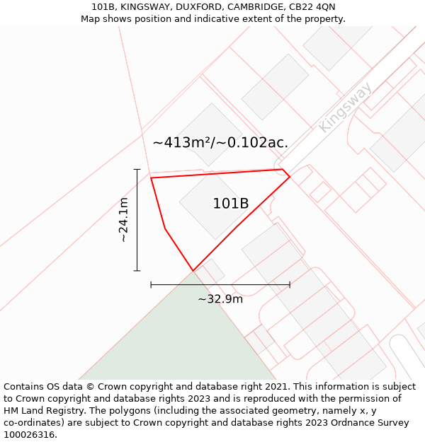 101B, KINGSWAY, DUXFORD, CAMBRIDGE, CB22 4QN: Plot and title map