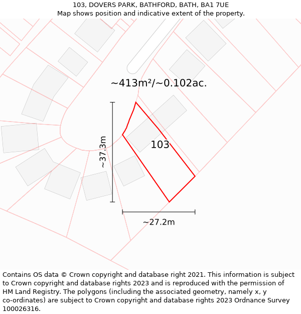 103, DOVERS PARK, BATHFORD, BATH, BA1 7UE: Plot and title map