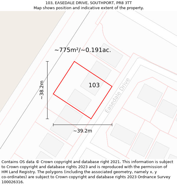 103, EASEDALE DRIVE, SOUTHPORT, PR8 3TT: Plot and title map