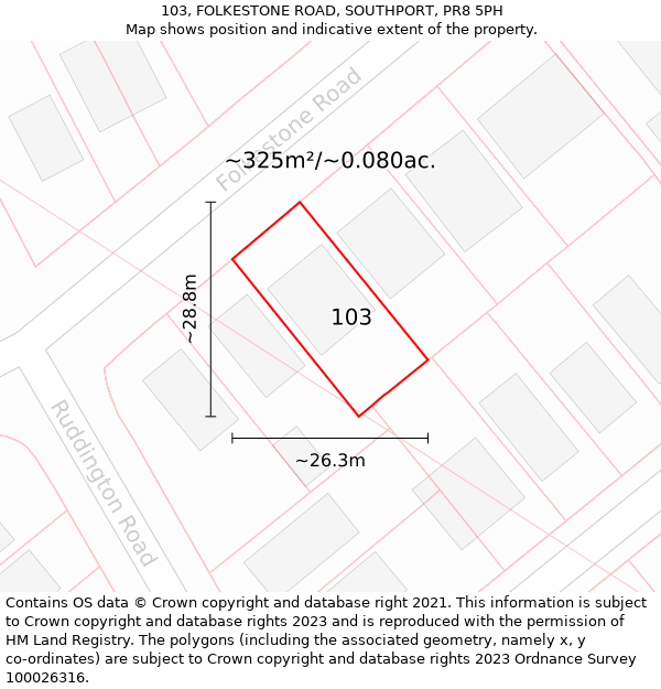 103, FOLKESTONE ROAD, SOUTHPORT, PR8 5PH: Plot and title map