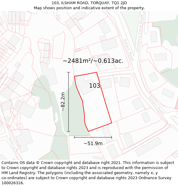 103, ILSHAM ROAD, TORQUAY, TQ1 2JD: Plot and title map